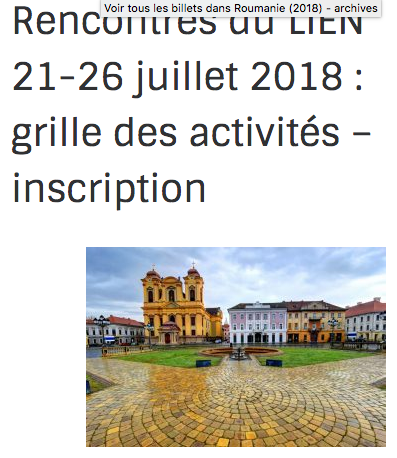 Actualité n°8 : Juillet 2018 Rencontres Internationales d’Education Nouvelle en Roumanie